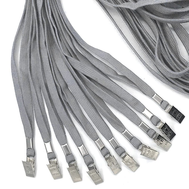 Bird FiyÂ® 50 Pcs Lanyard Bulldog Clip 32-inch Flat Braid Neck Lanyard for Id Cards/badges (Gray) - Image 5